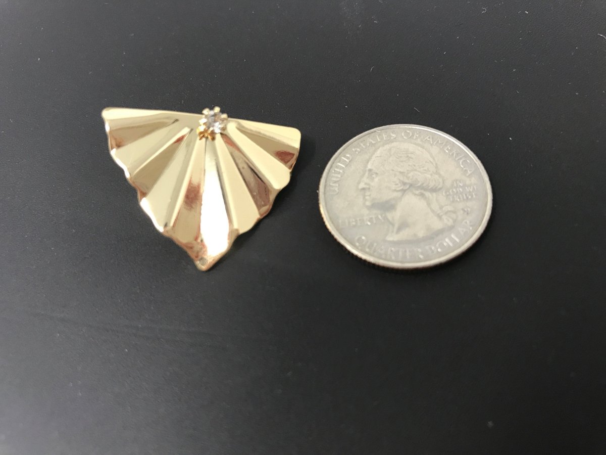 18k Gold Filled DIY Earrings Post, Stud Earrings Component, Geometric Wavy Earring Cubic Zirconia Findings for Jewelry Making Supplies K-012