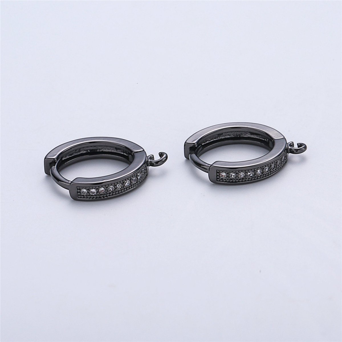 18k Gold Filled Earring One Touch Earring, jewelry Making, 15mm Gold huggie hoop earring with Micro Pave CZ Dainty Earring Charm K-161 K-162 L-331 L-332