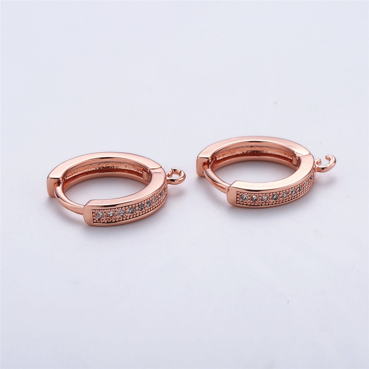 18k Gold Filled Earring One Touch Earring, jewelry Making, 15mm Gold huggie hoop earring with Micro Pave CZ Dainty Earring Charm K-161 K-162 L-331 L-332