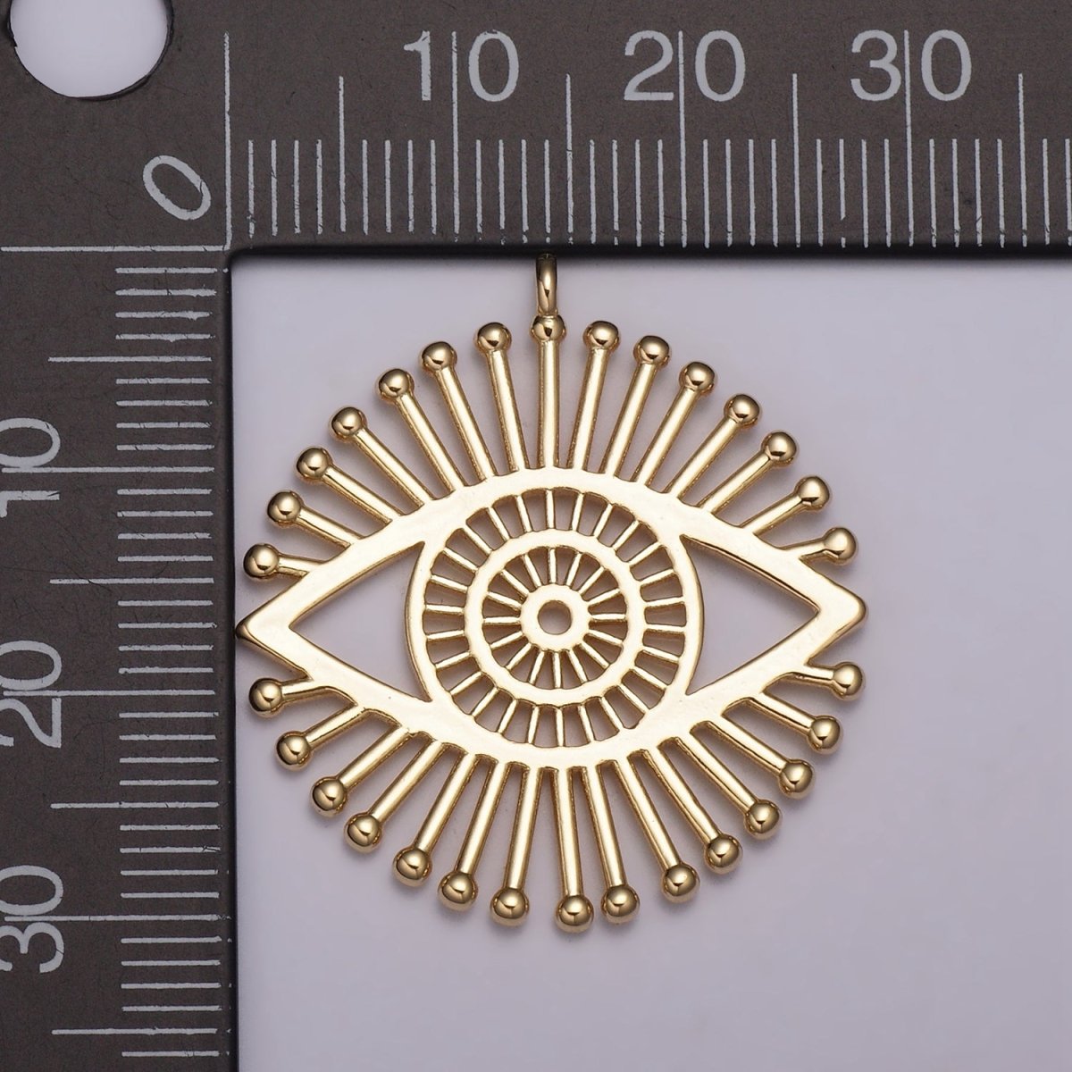 18K Gold Filled Evil Eye Charm Round Eye Medallion Disc charm for Necklace Earring Bracelet Supply N-177