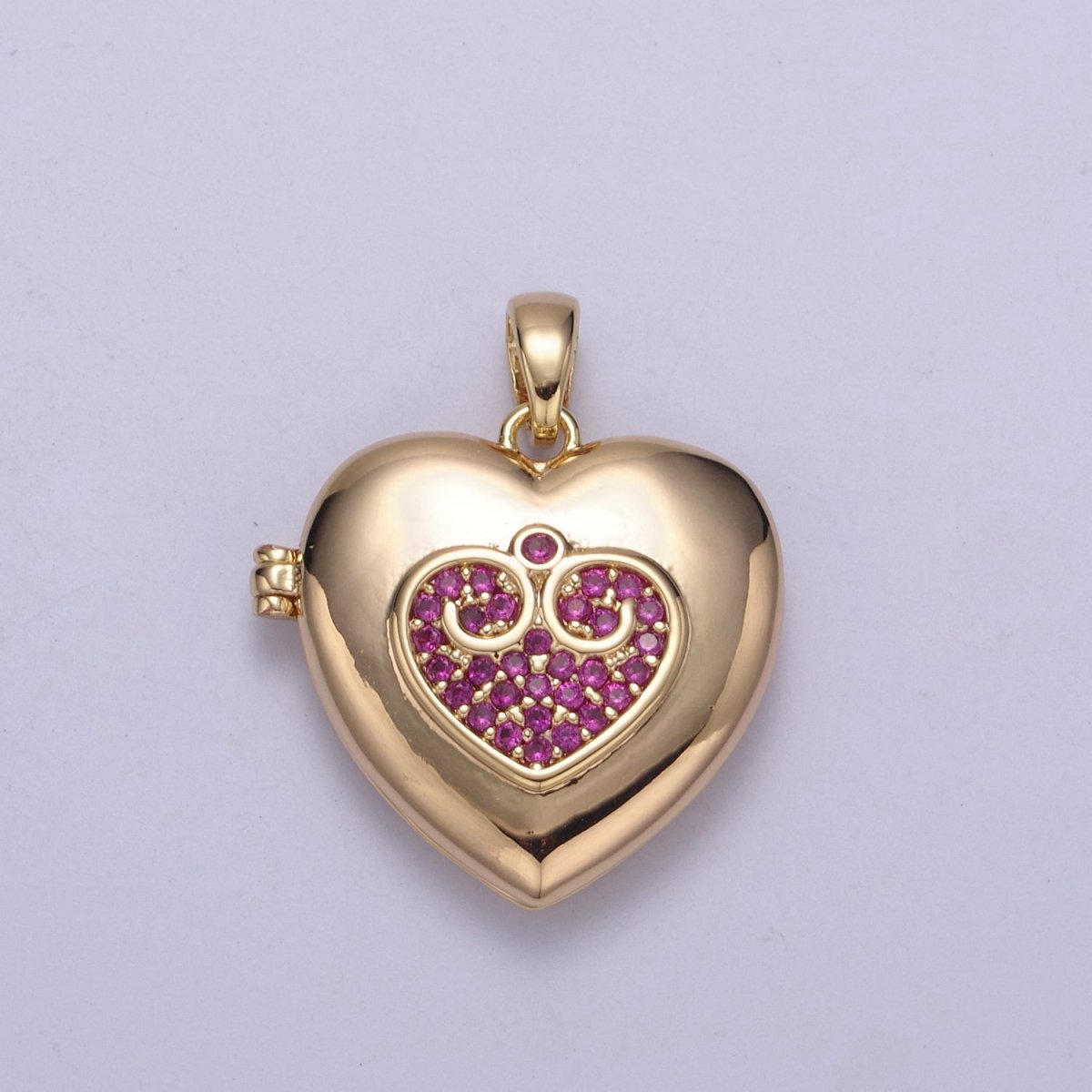 18K Gold Filled Heart Locket Pendant Photo Locket, Locket for Necklace, Micro Pave Cz Heart Locket, Gift for Her H-556