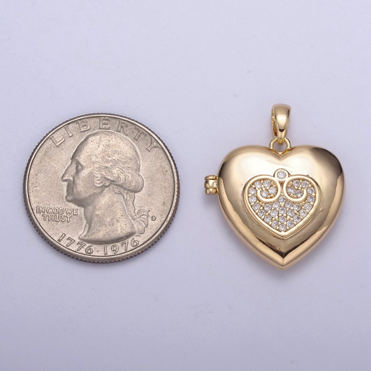 18K Gold Filled Heart Locket Pendant Photo Locket, Locket for Necklace, Micro Pave Cz Heart Locket, Gift for Her H-556