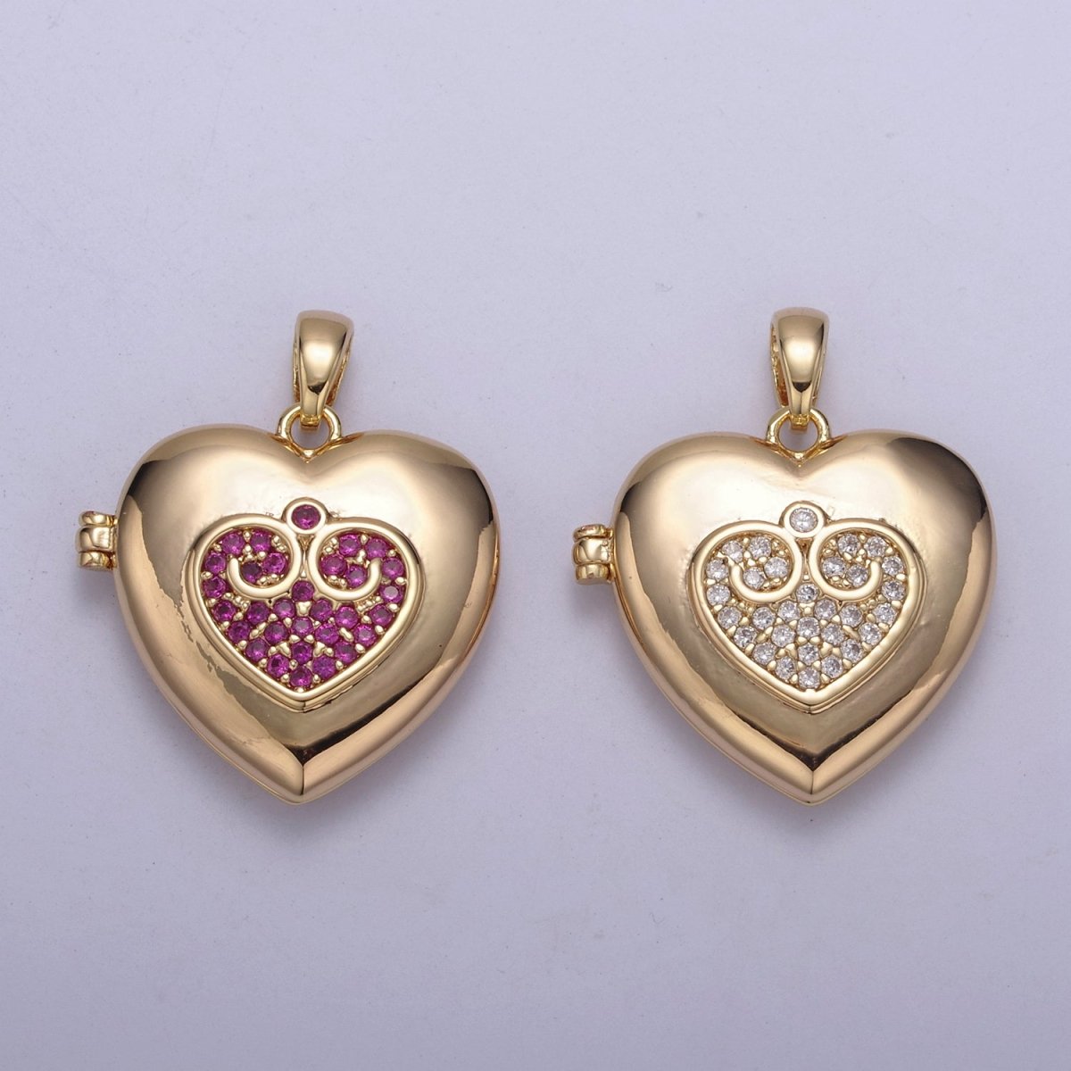 18K Gold Filled Heart Locket Pendant Photo Locket, Locket for Necklace, Micro Pave Cz Heart Locket, Gift for Her H-556