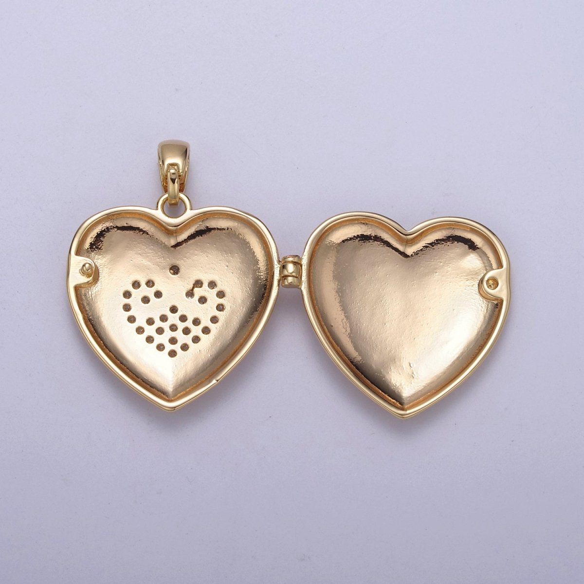 18K Gold Filled Heart Locket Pendant Photo Locket, Locket for Necklace, Micro Pave Cz Heart Locket, Gift for Her H-556