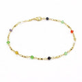 18k Gold Filled High Polish Finish Multi Color Ball Crystal Ankle Bracelet