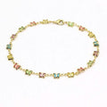 18k Gold Filled High Polish Finish Multi Color Crystal Butterfly Ankle Bracelet