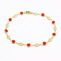18k Gold Filled High Polish Finish Red Crystal Flower Ankle Bracelet