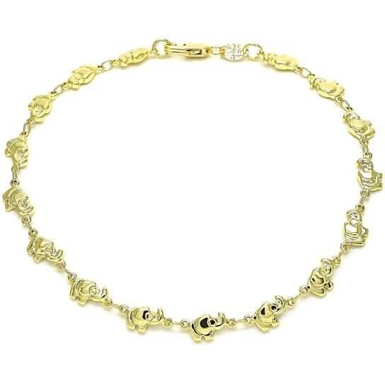 Bracelet de cheville maillons éléphant plaqué or 18 carats finition polie