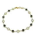 Chaîne de cheville ronde en or 18 carats remplie d'or, polie, avec cristaux noirs et blancs, 10 pouces