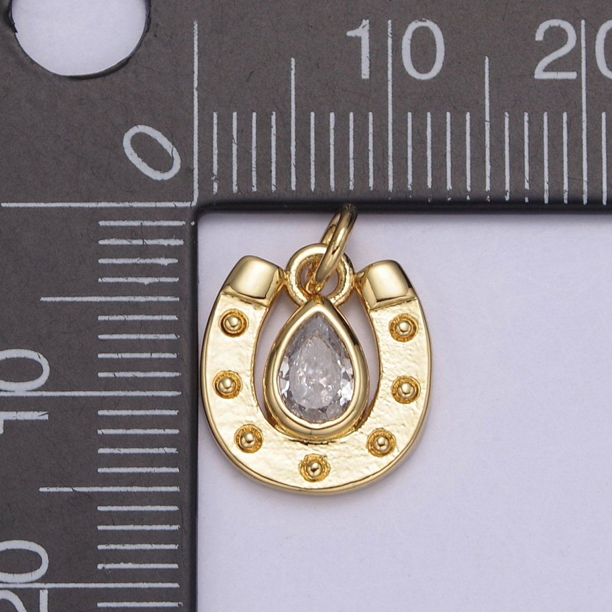 18K Gold Filled Horseshoe Dainty Delicate Small Tiny Lucky Charm Pendant CZ Micro Pave, Horse shoe Pendant for Necklace Component N-709
