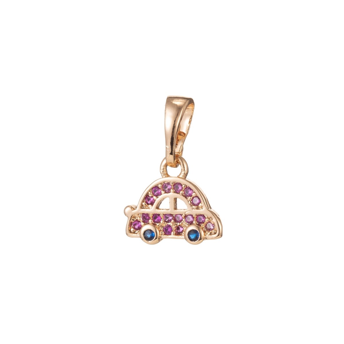 18k Gold Filled Micro Pave CZ Cute Car Pendant Charm, Micro Pave CZ Pendant Charm, Gold Filled Car Pendant, For DIY Jewelry I-404 I-483