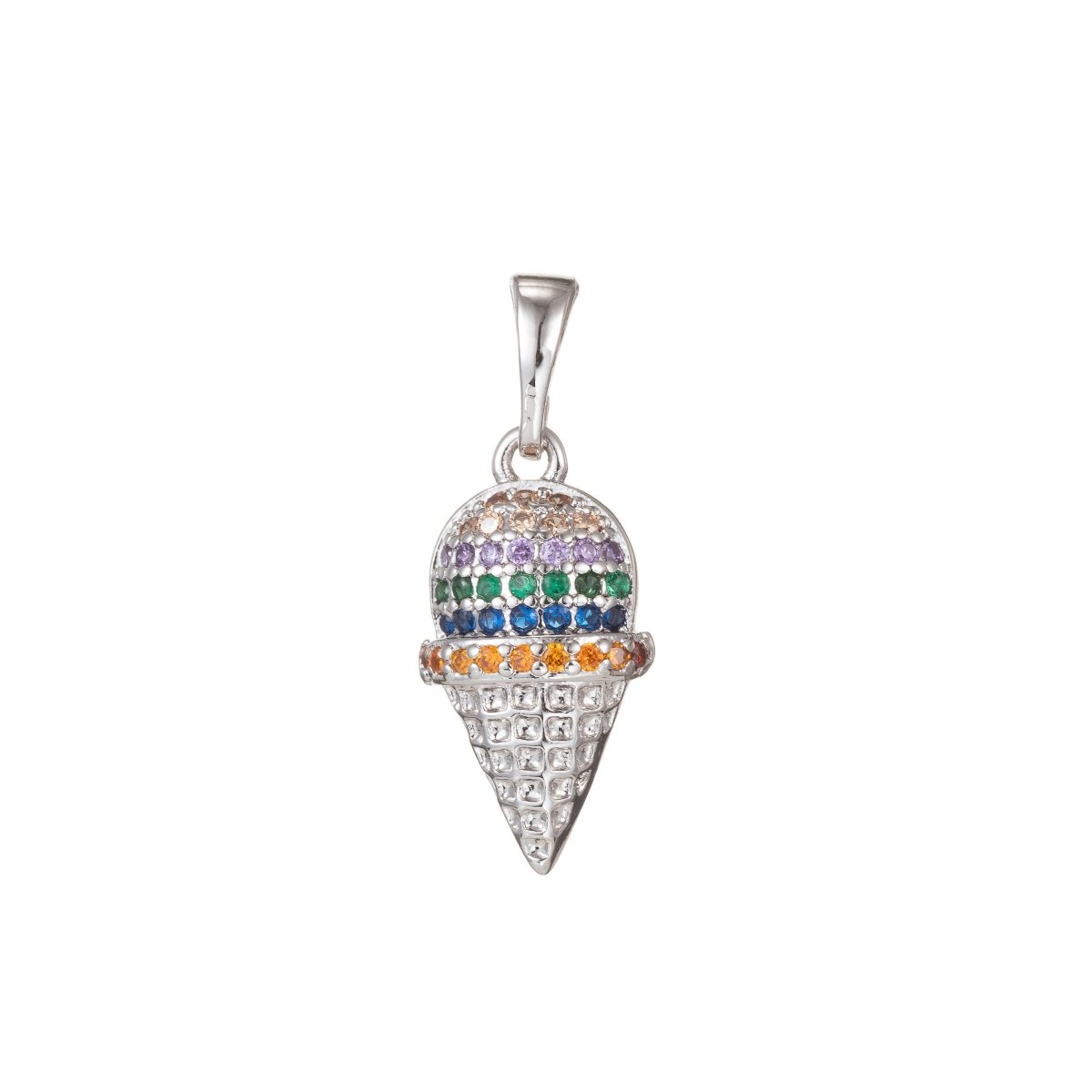 18k Gold Filled Micro Pave CZ Ice Cream Pendant Charm, Ice Cream Pendant Charm, Gold Filled Desert Pendant, For DIY Jewelry Making I-473