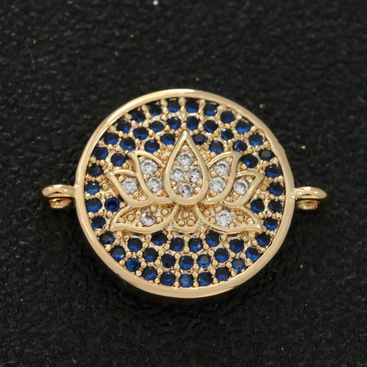 18k Gold Filled Micro Pave Lotus Charm Link Connector for Bracelet Necklace Component Y-375
