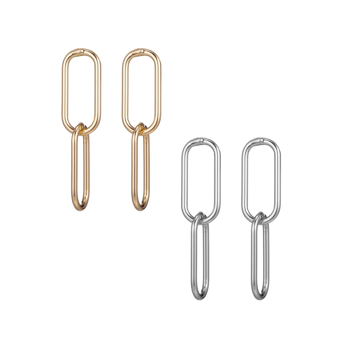 18k Gold Filled OR White Gold Linked Earrings, DIY Chained Earrings, Stud Earring Posts Earring Supplies Finding Jewelry Making Supply K-016