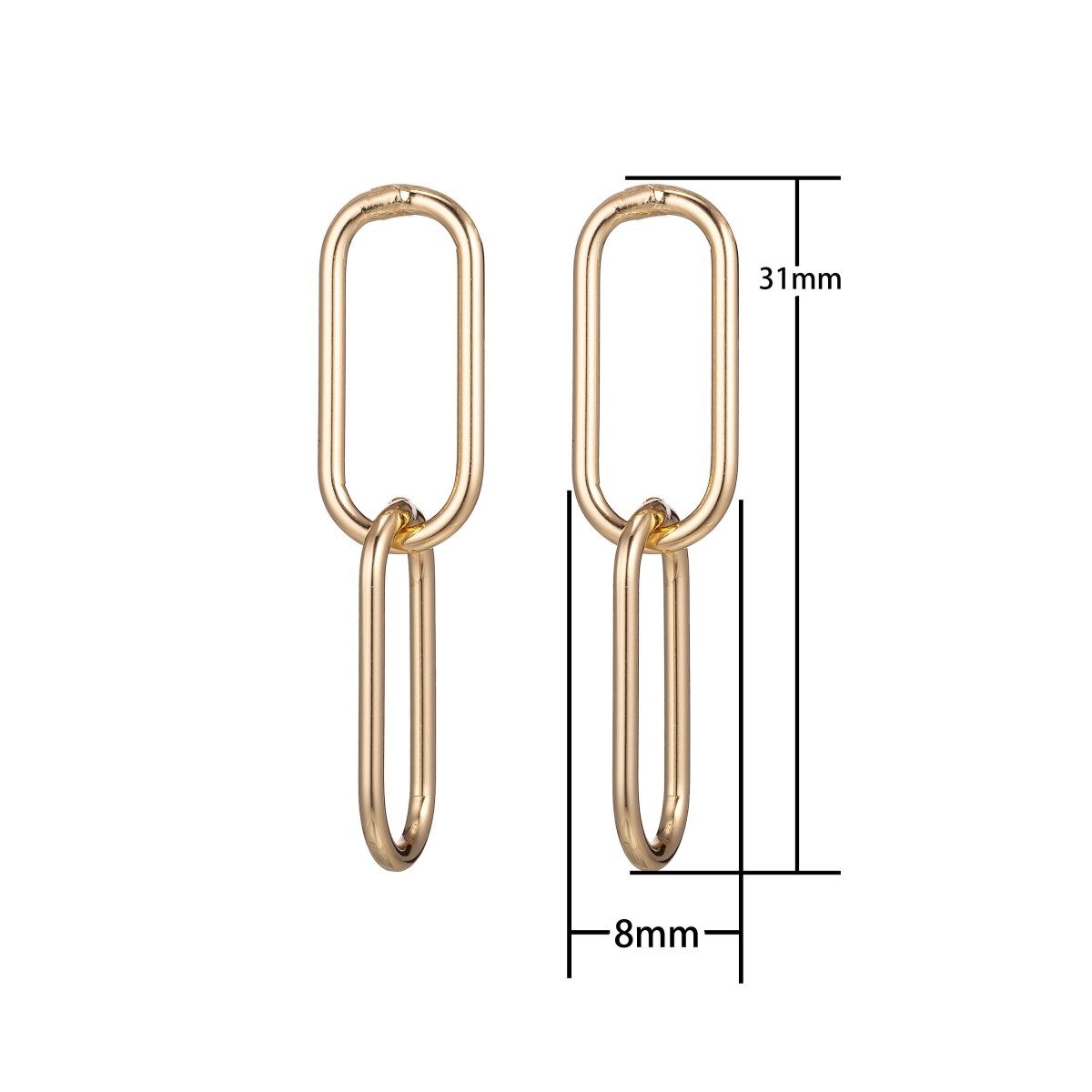18k Gold Filled OR White Gold Linked Earrings, DIY Chained Earrings, Stud Earring Posts Earring Supplies Finding Jewelry Making Supply K-016