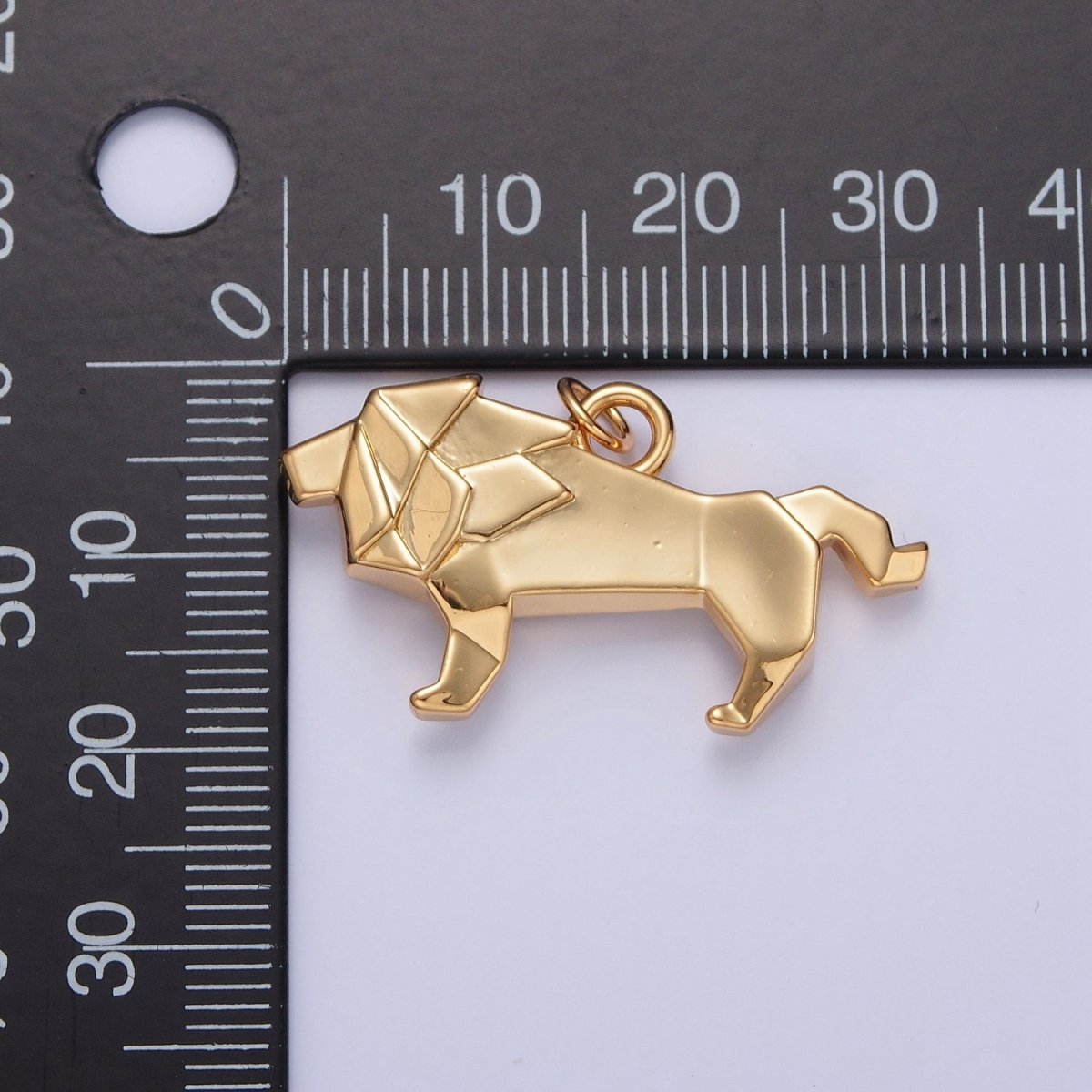 OS 18K Gold Filled Origami Lion Wild Safari Jungle Animal Charm | X-078