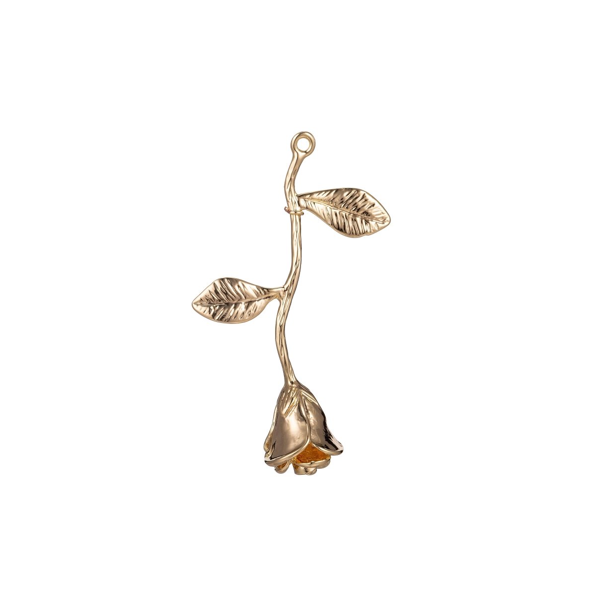 18k Gold Filled Rose Pendant Gold Rose Charm Charm Floral, Flower Belle Layered Necklace Pendant Bails for Jewelry Making E-873