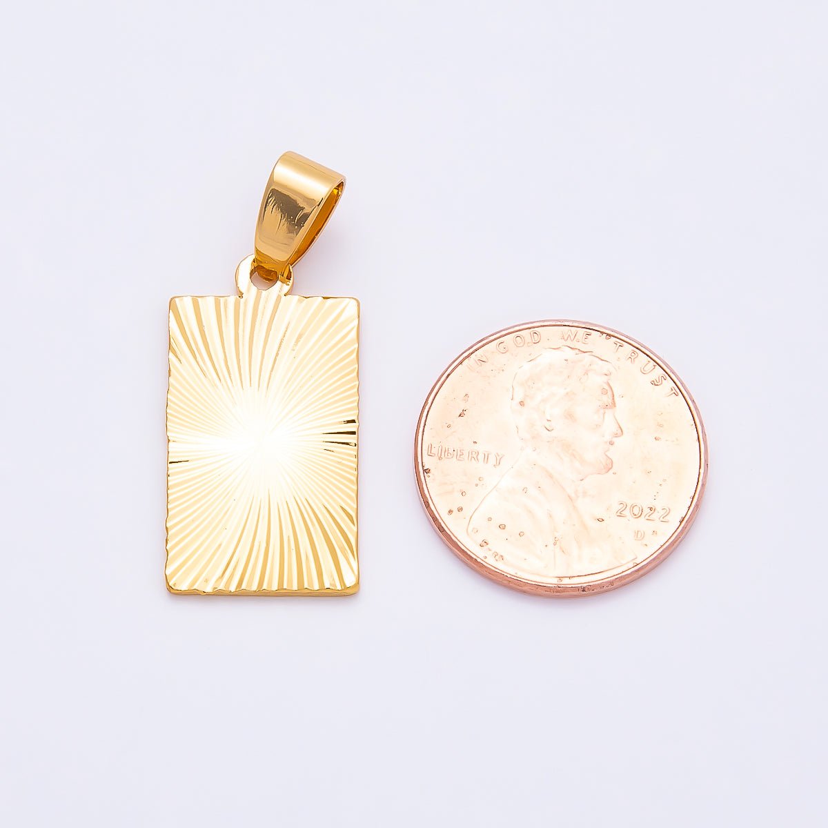 18K Gold Filled Square, Plate, Frame Bar Shine, Bright Necklace Pendant Charm Bead Bails Findings for Jewelry Making H-759