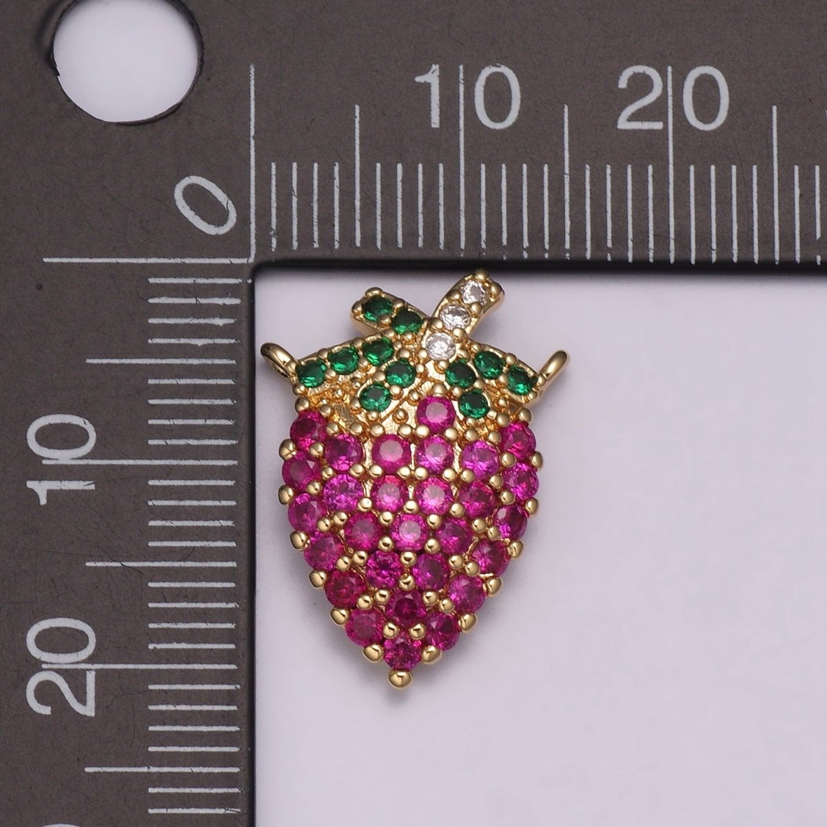 18k Gold Filled Strawberry Charm Connector Double loop for Link connector for Necklace bracelet supply Y-398