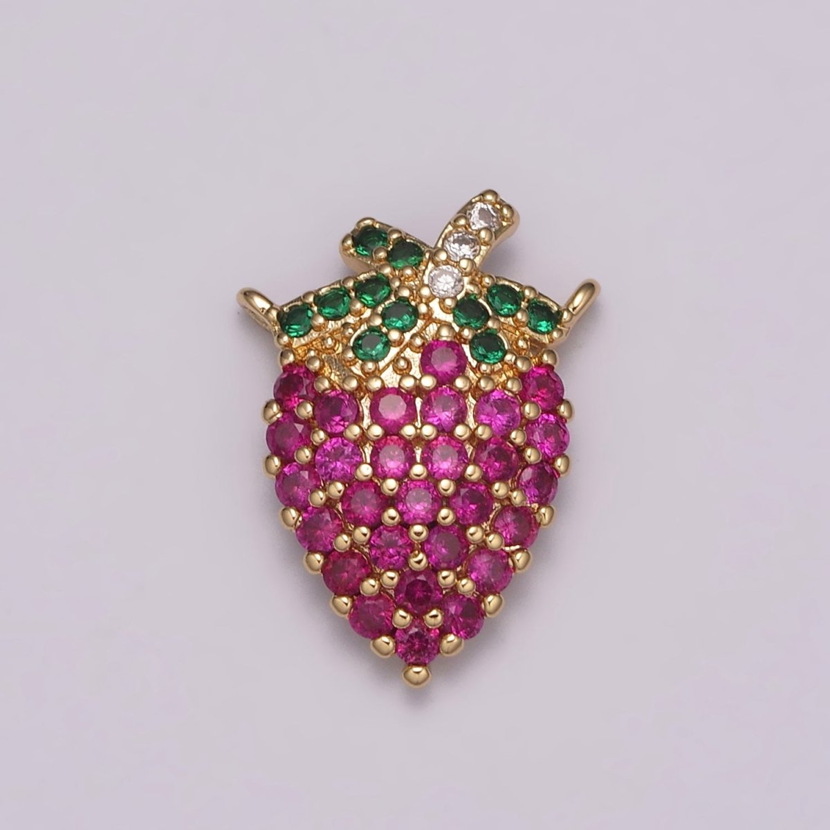18k Gold Filled Strawberry Charm Connector Double loop for Link connector for Necklace bracelet supply Y-398