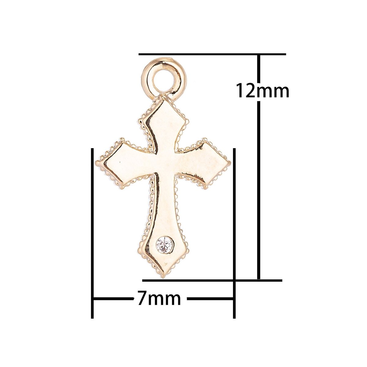 18k Gold Filled Tiny Dainty Small Cross Charm with Cubic Zircon CZ for Bracelet Necklace Jewelry Making C-115