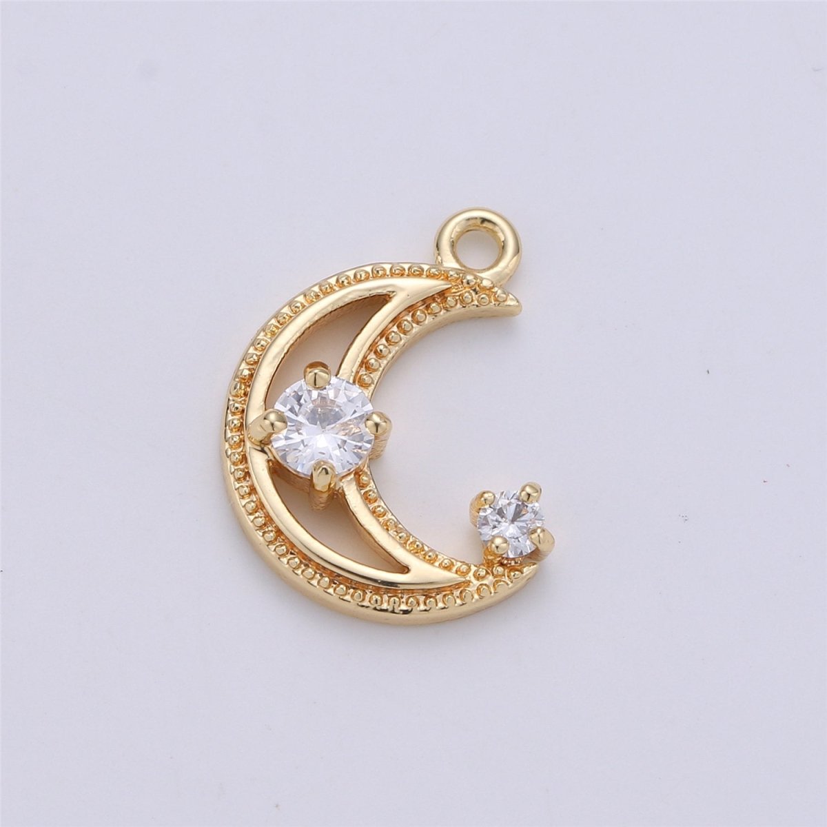 18k Gold Filled Tiny moon Charm Gold Moon Charm Micro Pave Crescent moon Charm gold fill for Necklace Bracelet Earring Jewelry Making Supply K-137