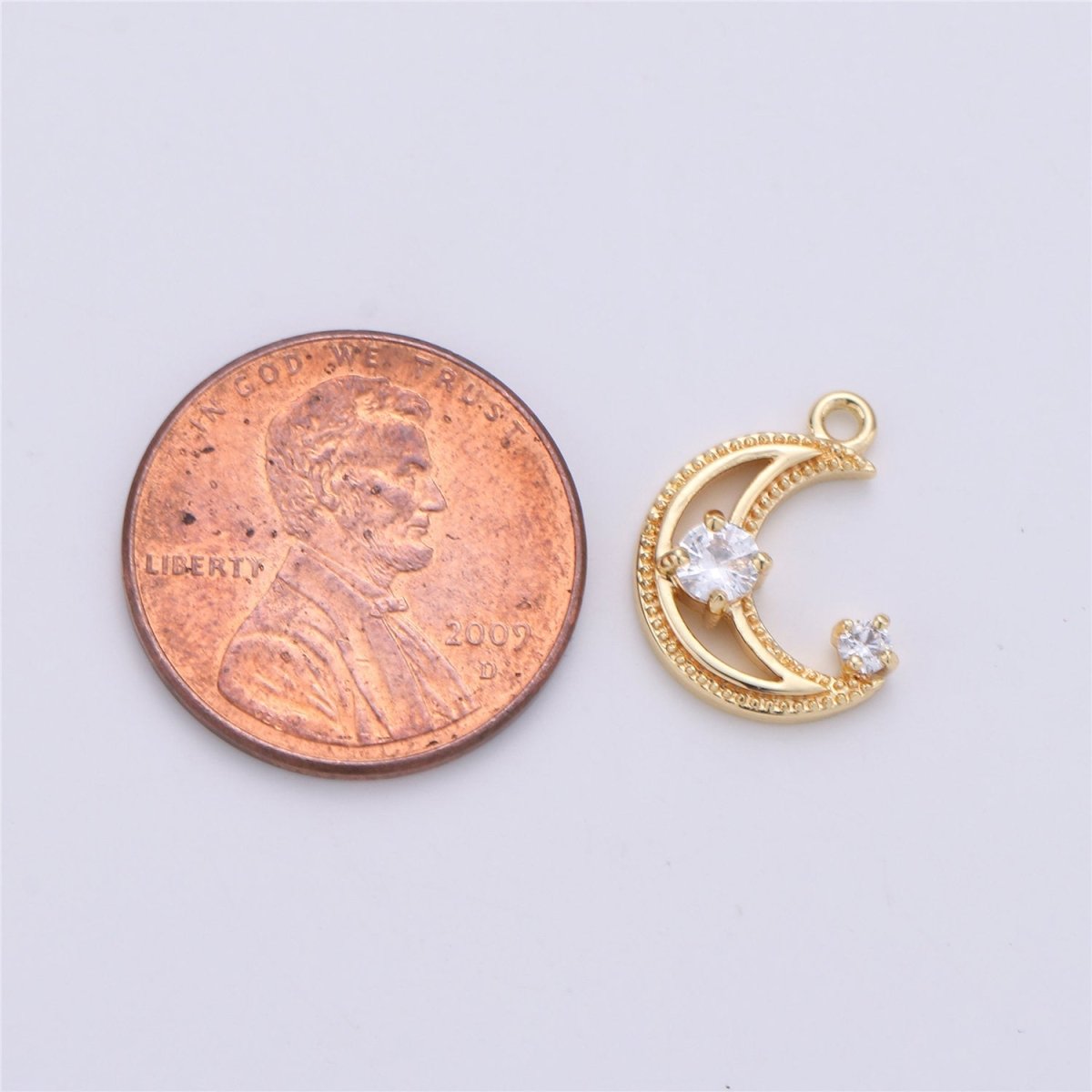 18k Gold Filled Tiny moon Charm Gold Moon Charm Micro Pave Crescent moon Charm gold fill for Necklace Bracelet Earring Jewelry Making Supply K-137