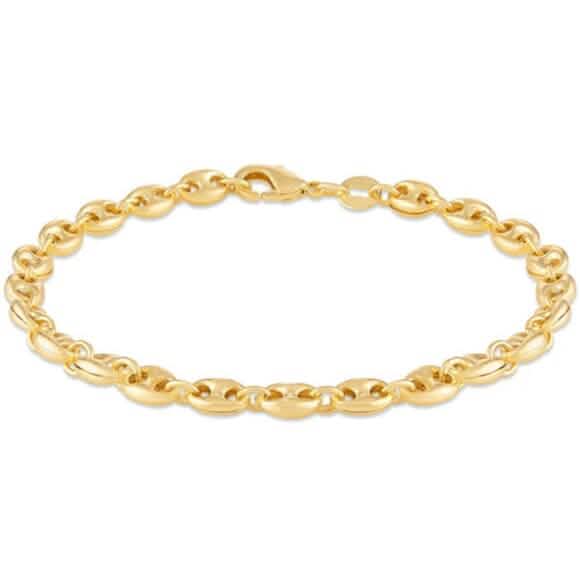 Cheville en or 18 carats maille marine gonflée 25 cm