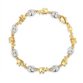 18K Gold Two-Tone Elephant Anklet 10"