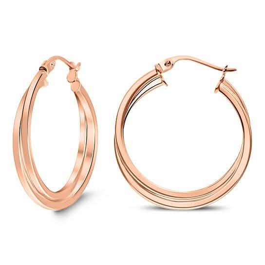 Boucles d'oreilles créoles entrelacées en or rose 18 carats