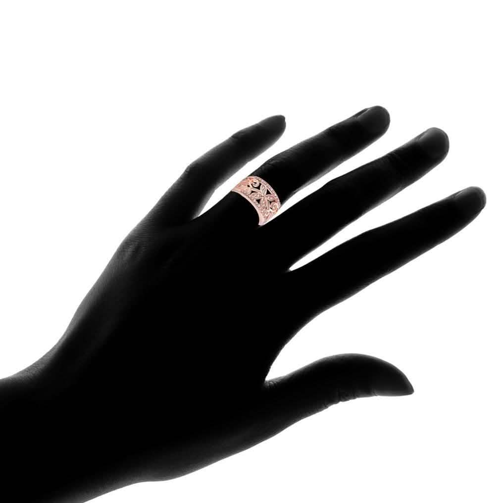 Bague en filigrane motif fleur plaquée or rose 18 carats ornée de cristaux Swarovski
