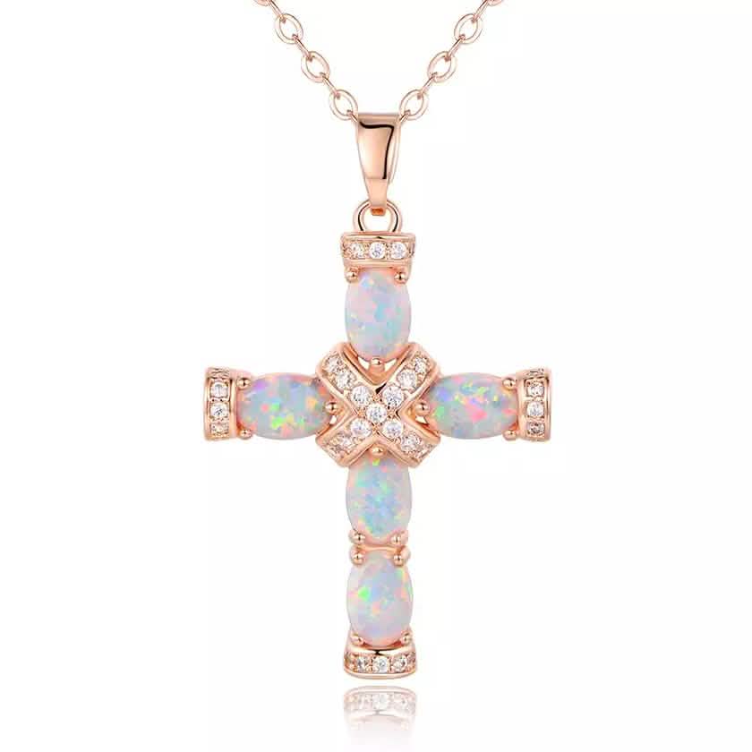 Plaqué or rose 18 carats et pendentif croix de feu - Bijoux religieux
