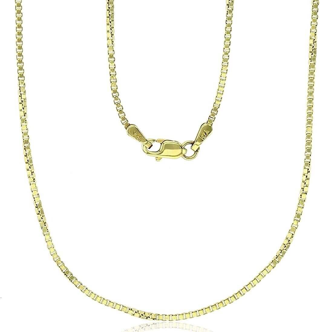 18K Solid Gold Box Chain Necklace Unisex