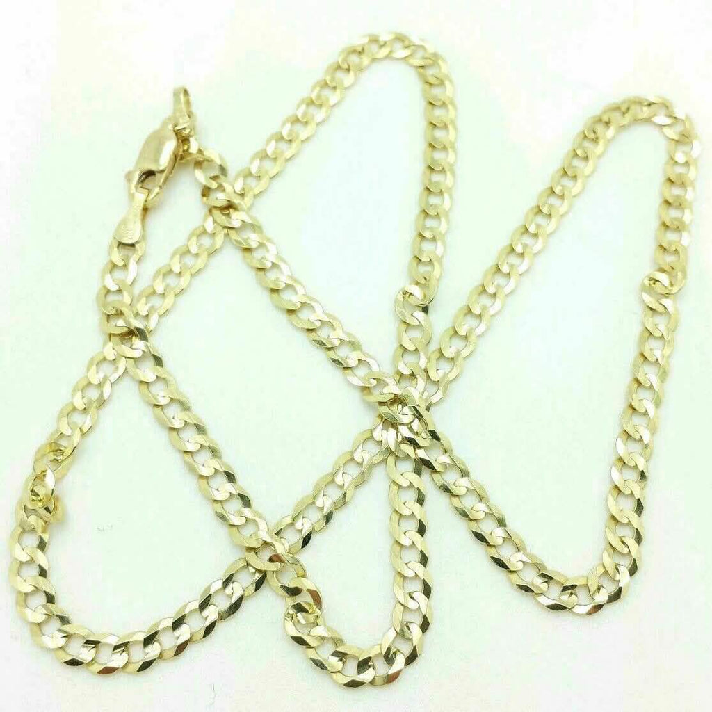 Chaîne cubaine en or massif 18 carats pour hommes et femmes, 4 mm