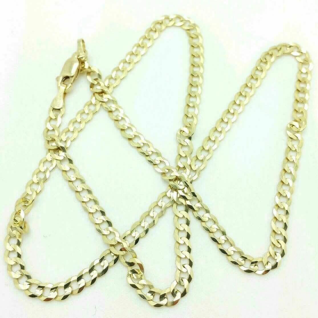 Chaîne cubaine en or massif 18 carats pour hommes et femmes, 4 mm