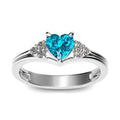 18kt White Gold-Plated Lab Created Blue Topaz Heart Shaped Ring