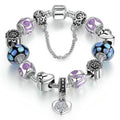 Bracelet en verre de Murano et breloque cœur plaqué or blanc 18 carats