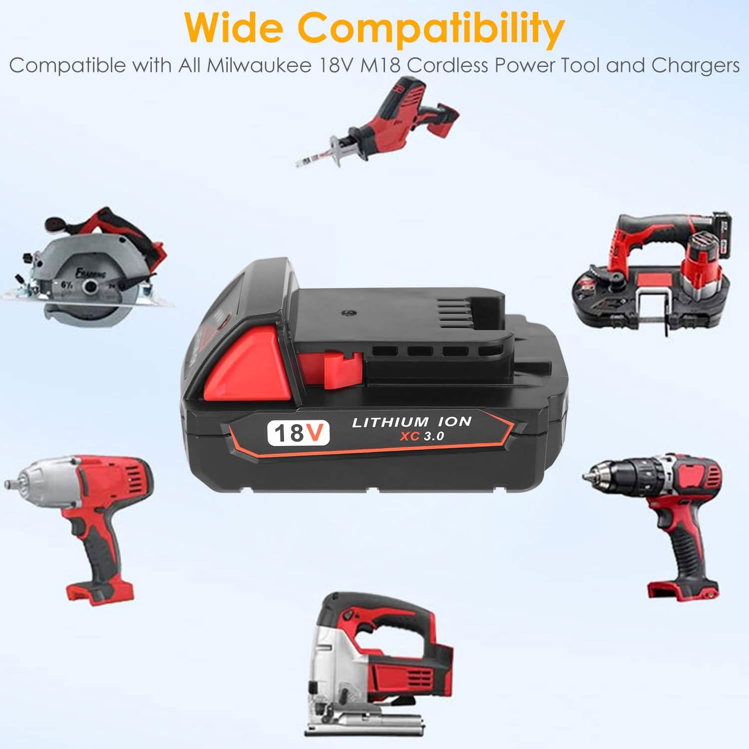 18Vバッテリー交換用 Milwaukee M18コードレス電動工具対応