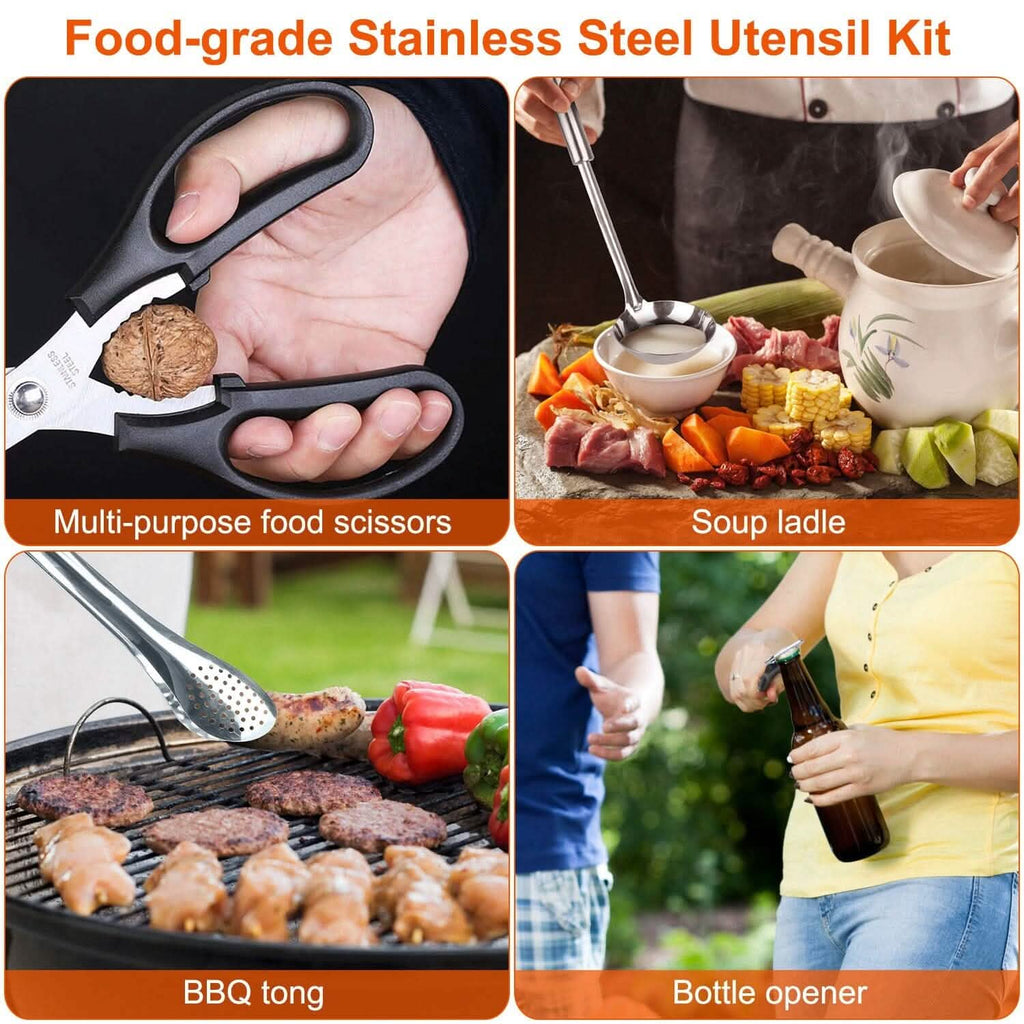 19-Piece: Camping Cooking Utensil Kit Portable Picnic Cookware