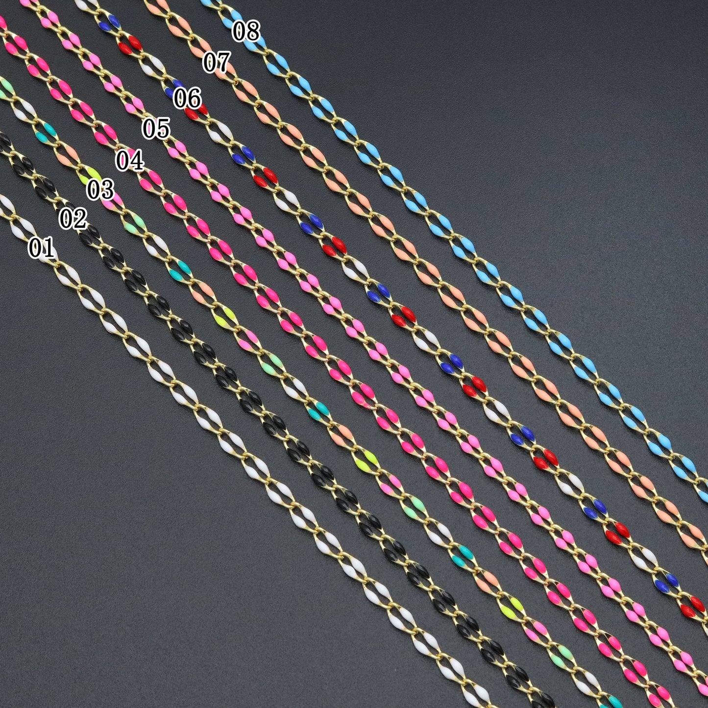 Dainty white enamel Chain by Yard/Necklace,sku#HX01