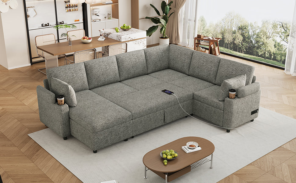 Versatile U-Shaped Sectional Sofa Bed