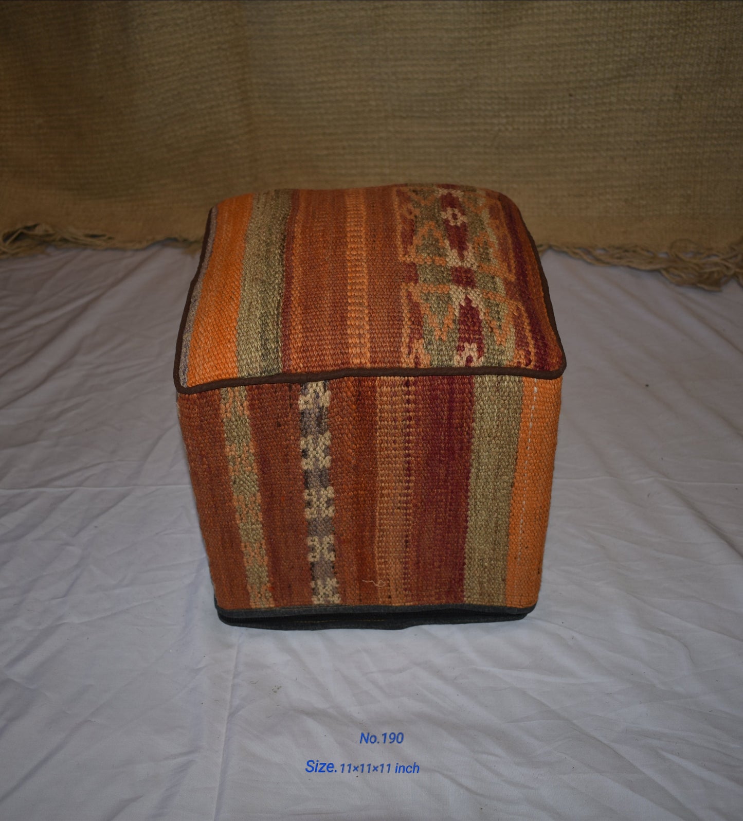 One of a Kind Kilim Rug Pouf Ottoman foot stool - #190