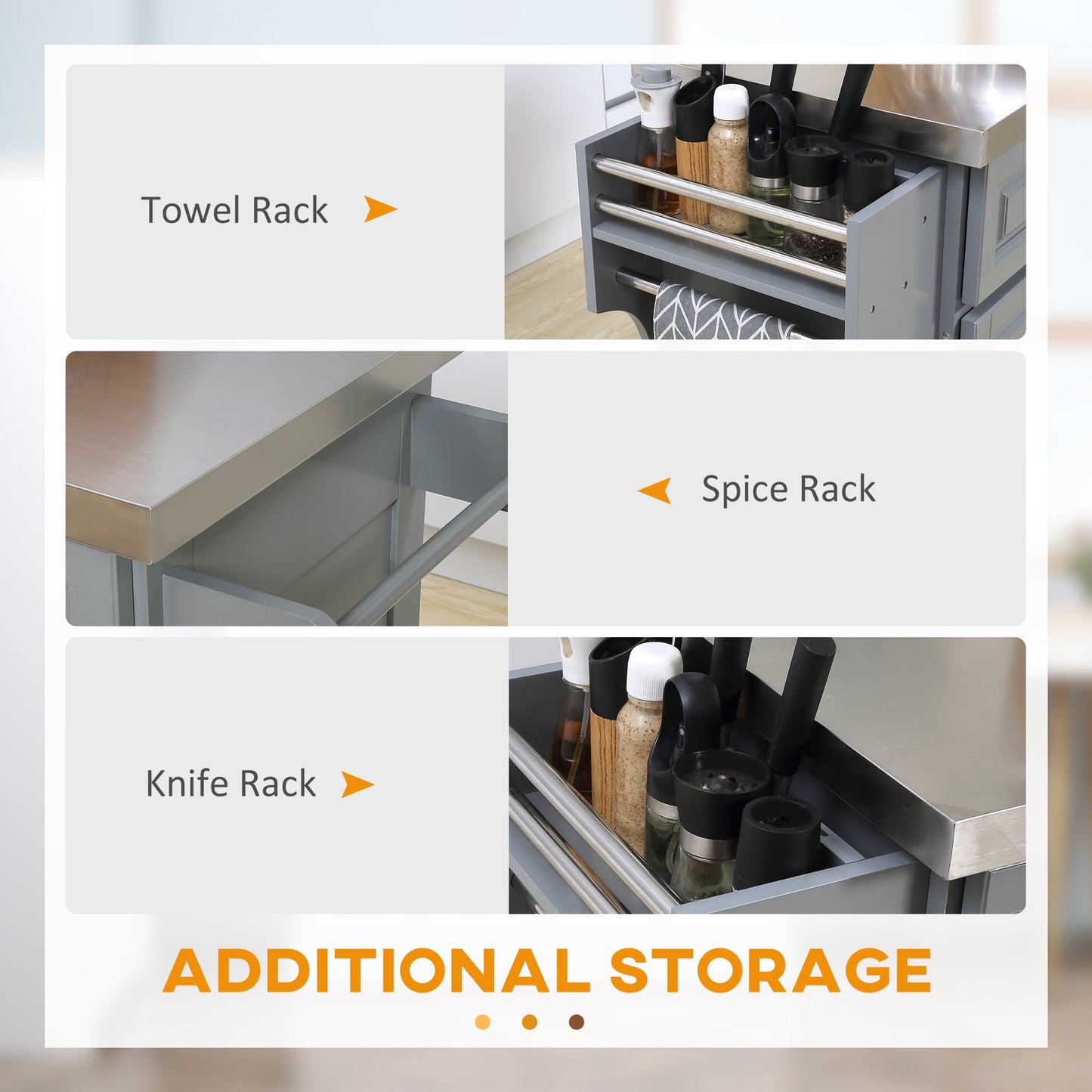 HOMCOM Rolling Kitchen Island with Storage