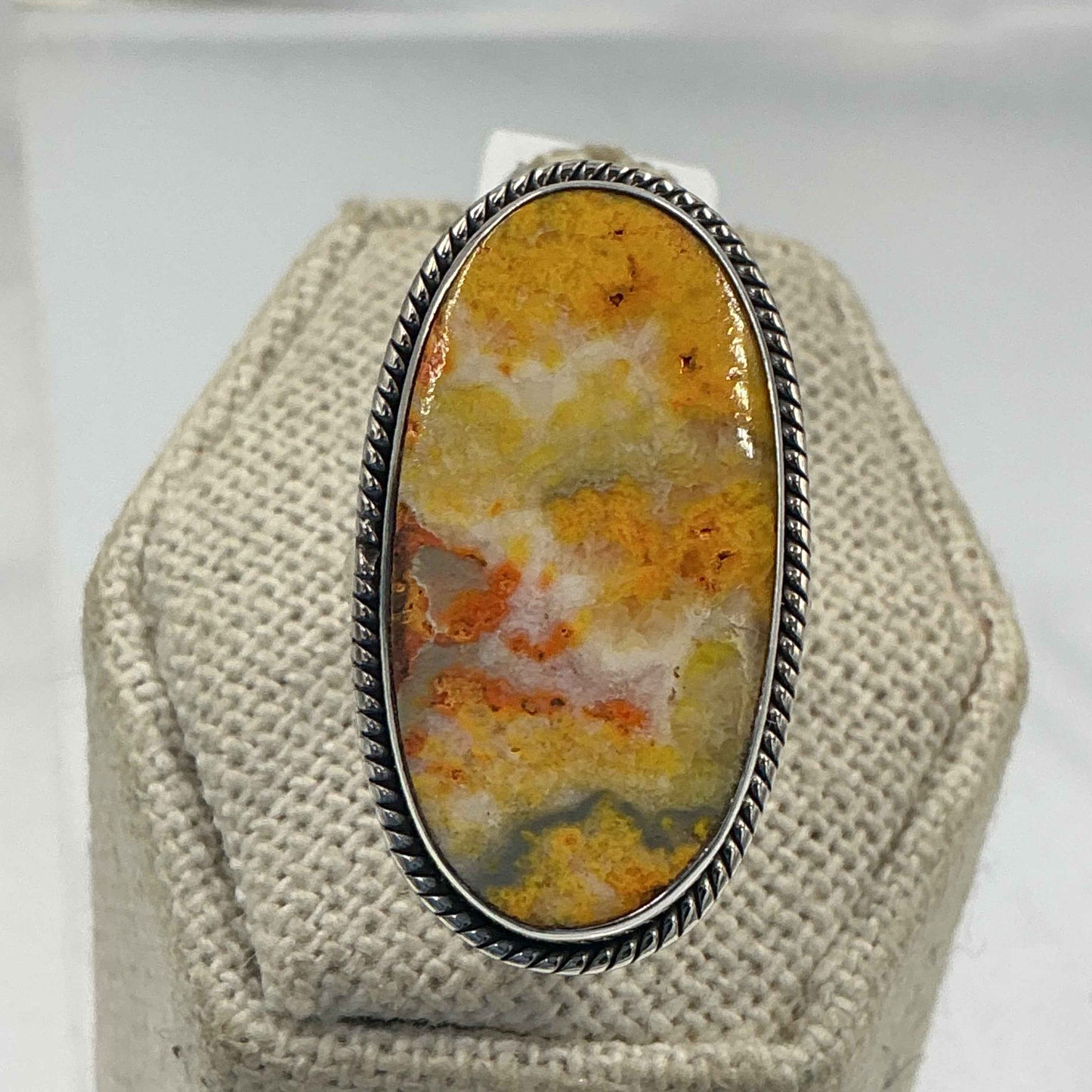 Sterling Silver Bezeled Oval Bumblebee Jasper Ring - Size 6 - Joy, Strength, & Personal Power