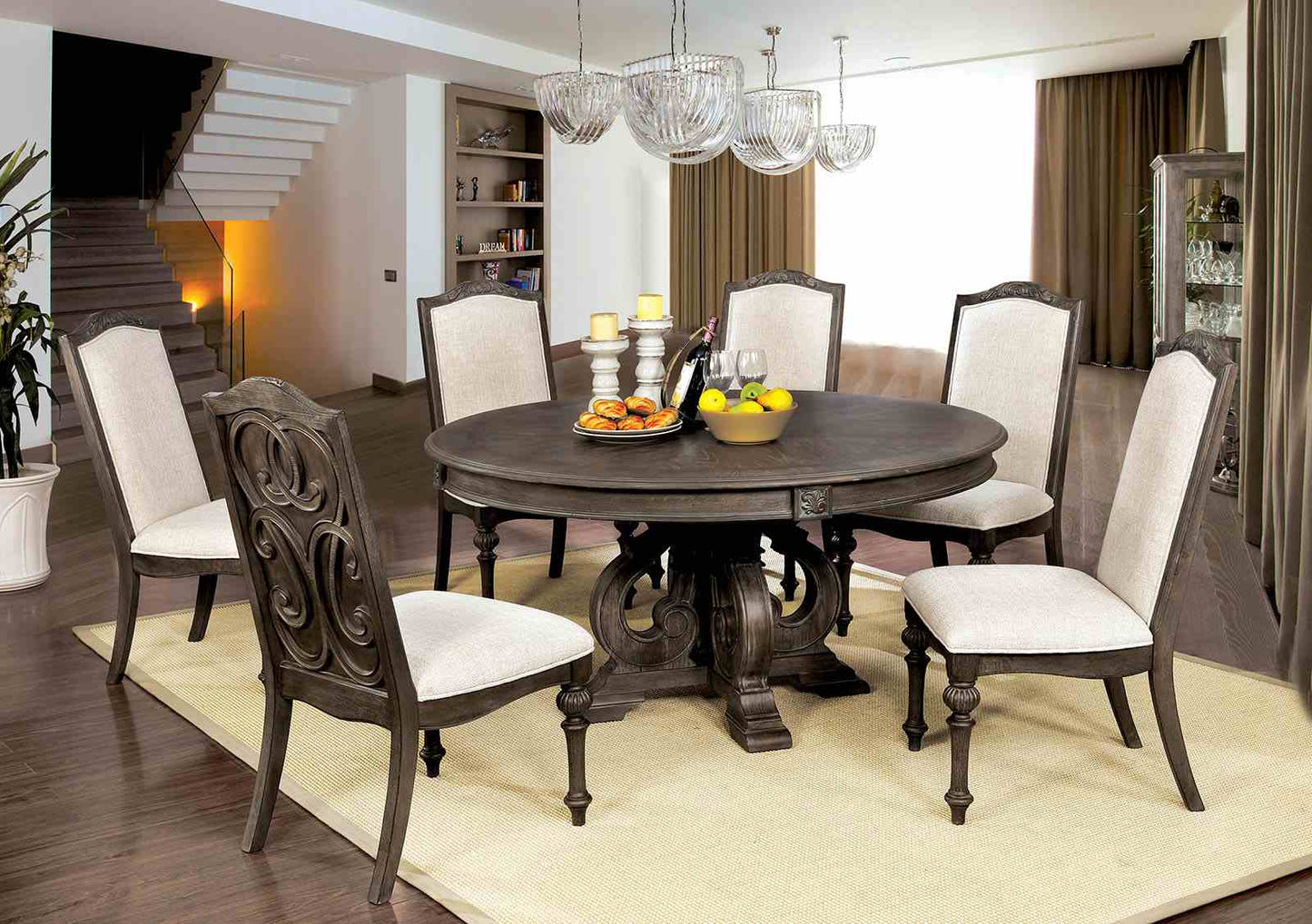 Elegant Rustic 7pc Dining Set