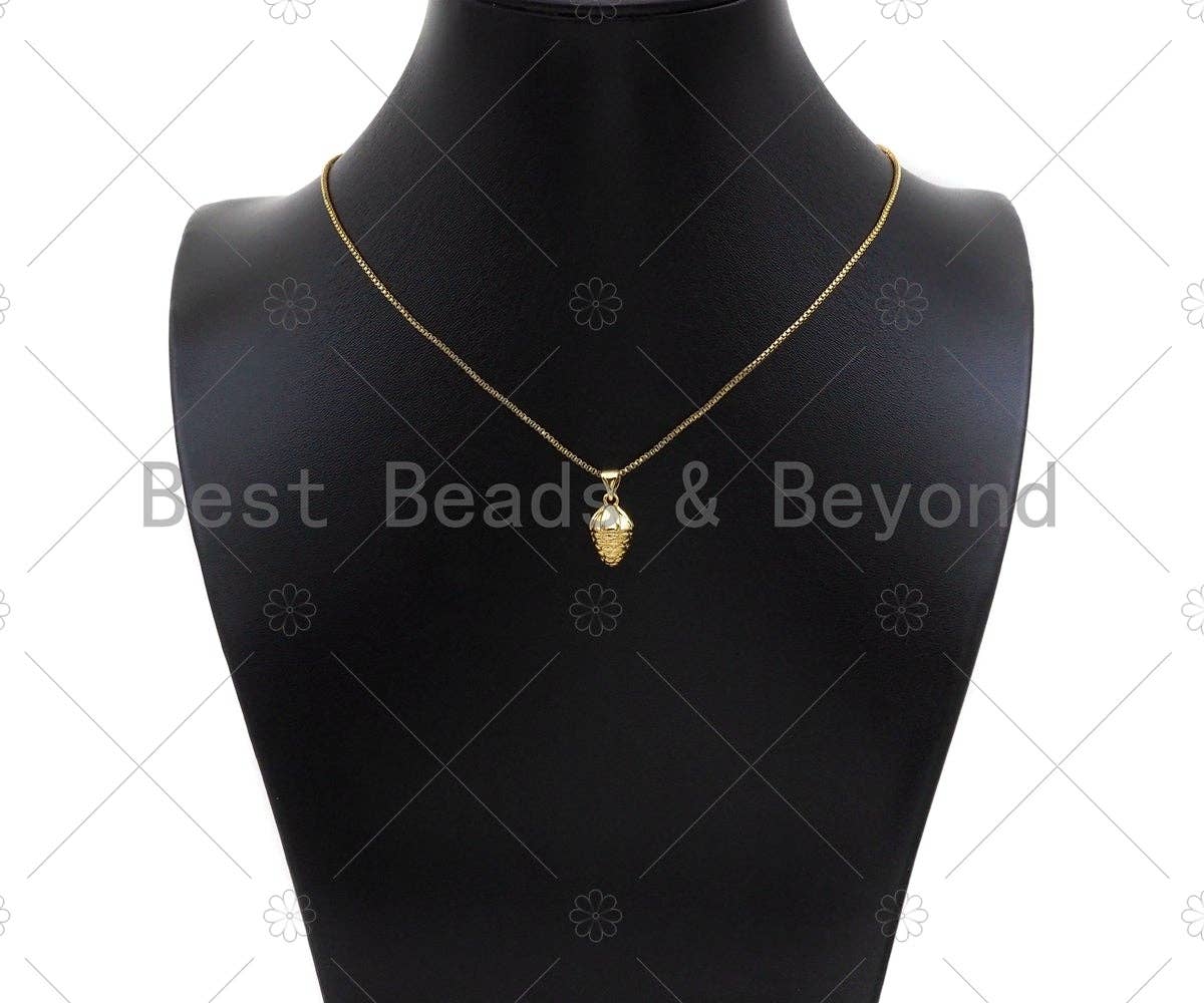 18k Gold Color Pinecone Shape Pendant, Dainty Gold Acorn Pendant, Christmas Charm Pendant,14x8mm, Sku#LK207
