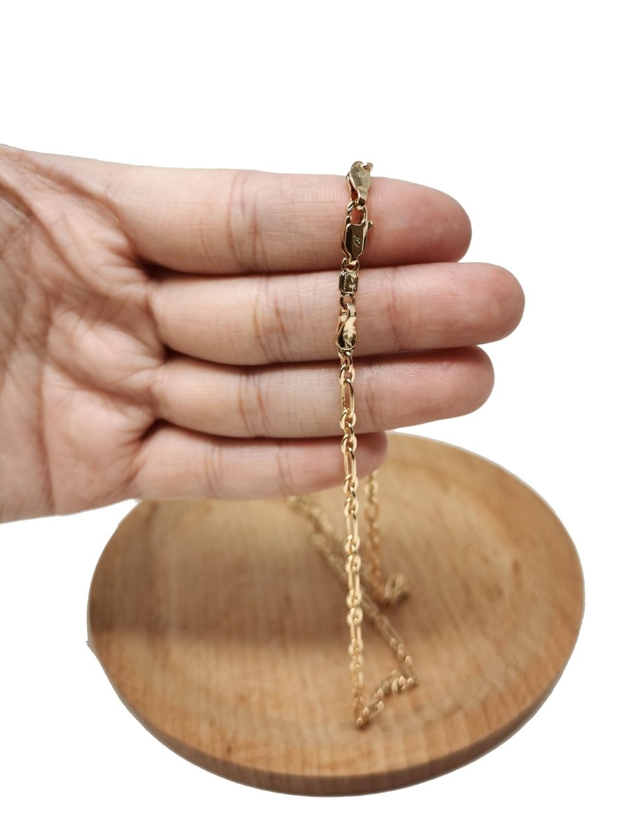 19.6 inches Ready To Use 18K Gold Filled Figaro Chain Necklace, Dainty 3mm Necklace w/ Lobster Clasps | CN-714