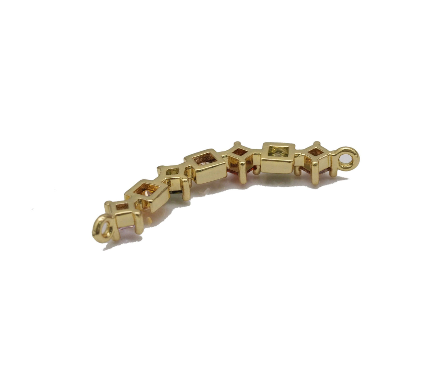 Colorful CZ Square Diamond String Connector Charm, Sku#LK752