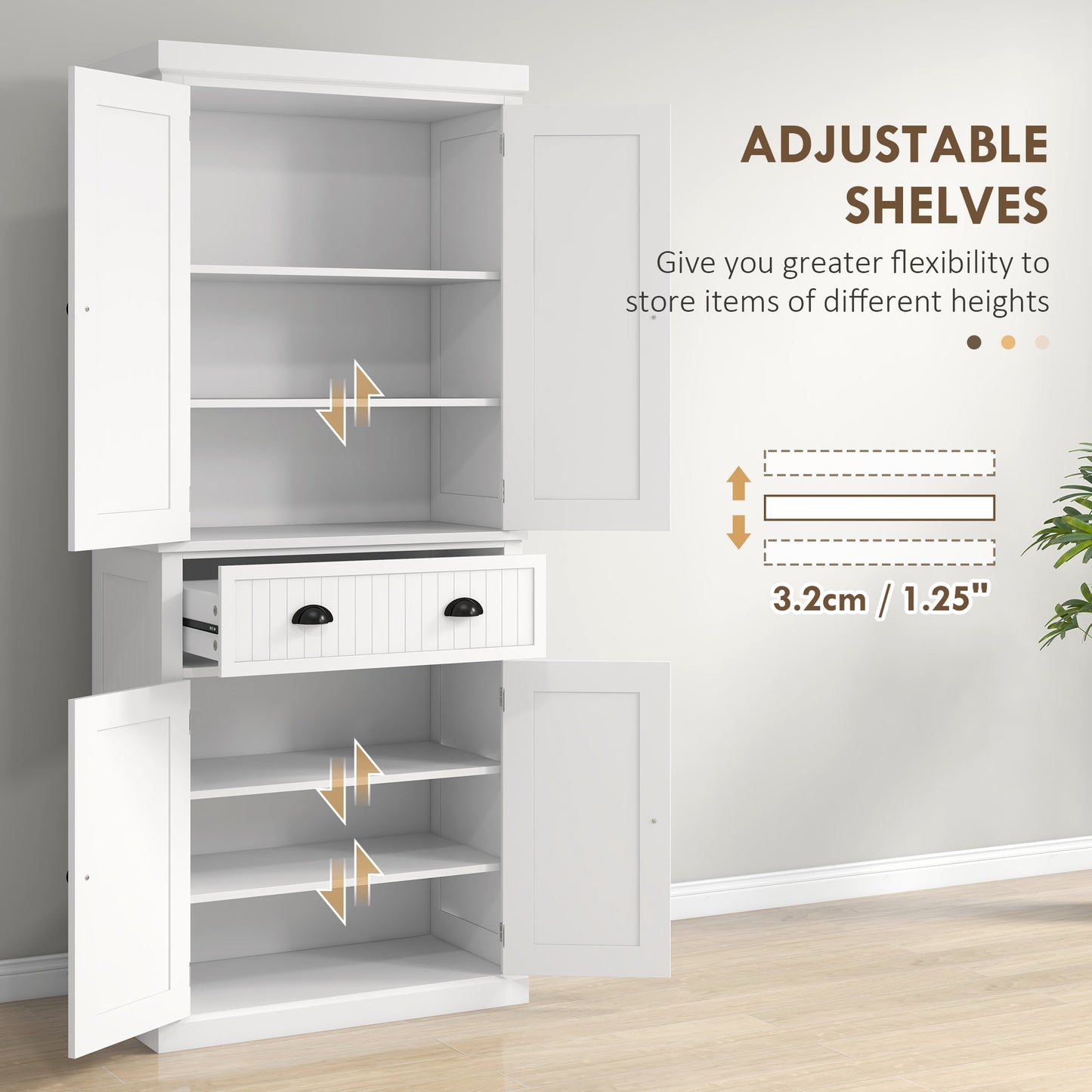 HOMCOM 72" Kitchen Pantry, Tall Storage Cabinet
