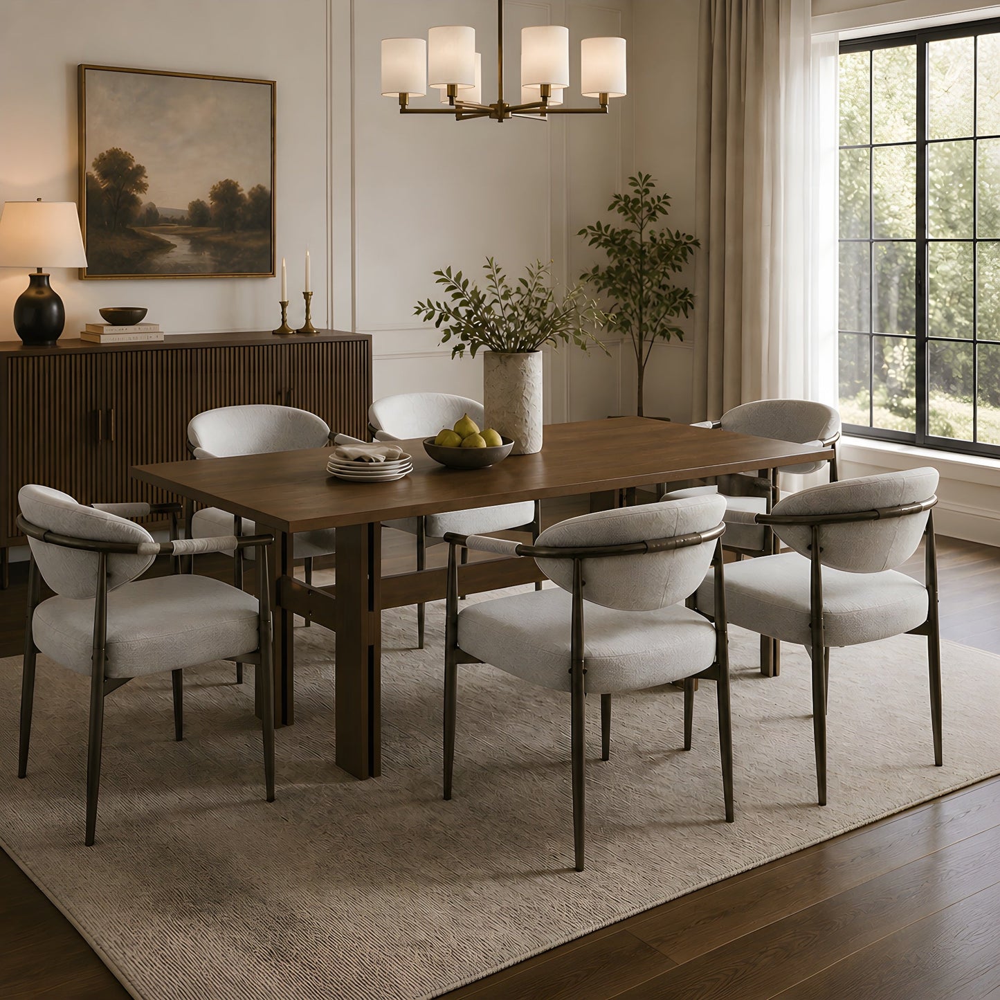 7 Pieces Modern Oval Dining Set